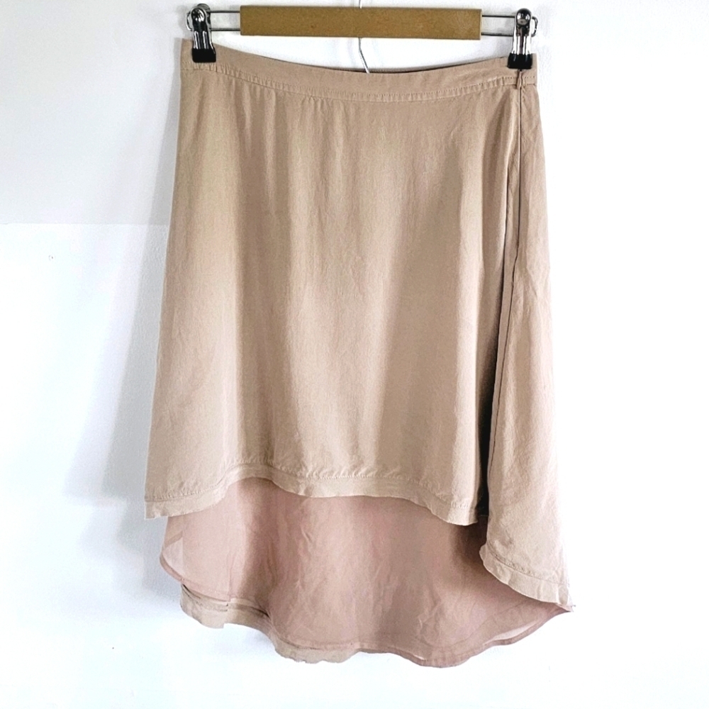 Armani Exchange Mulberry Silk Beige Hi Low Women's Skirt Size 2